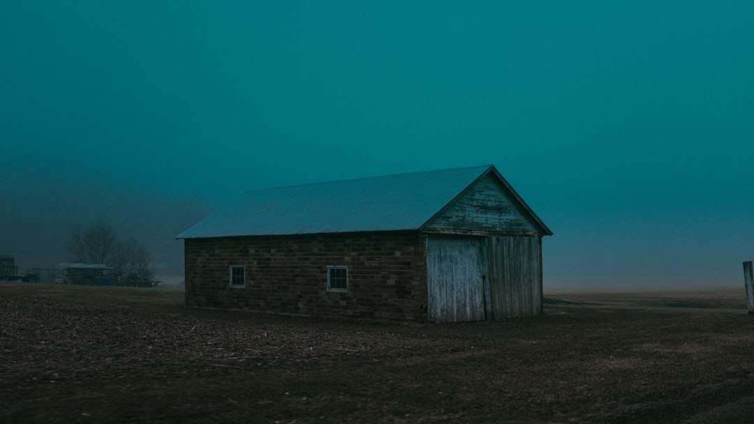 foggy abandoned house at night