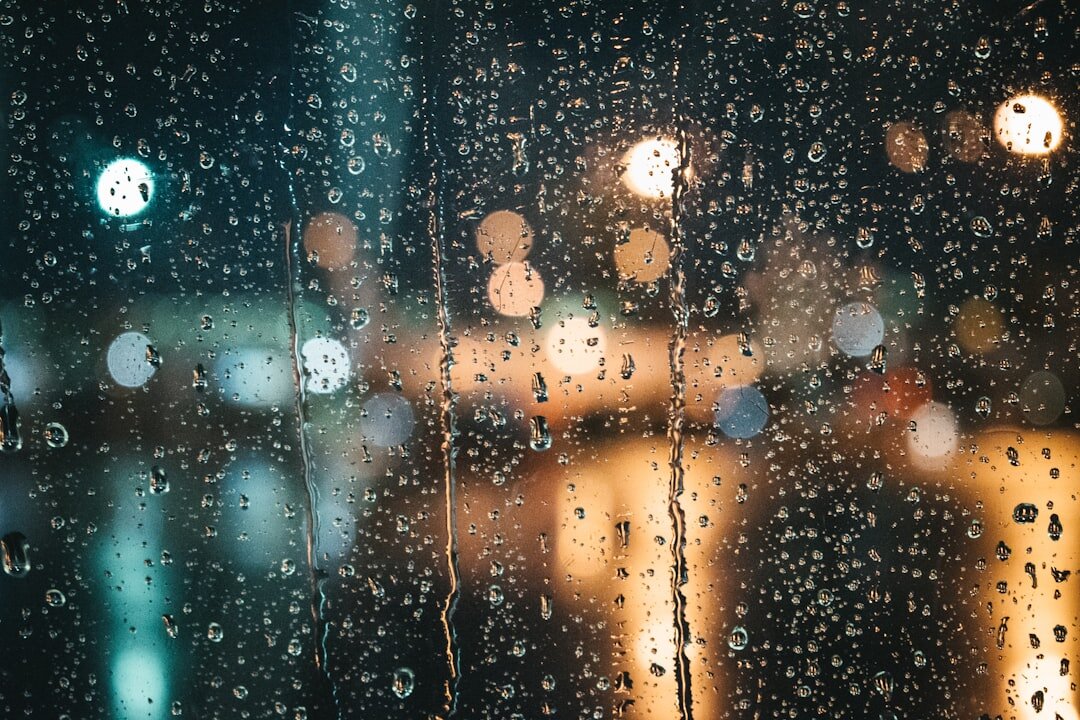 rainy window at night